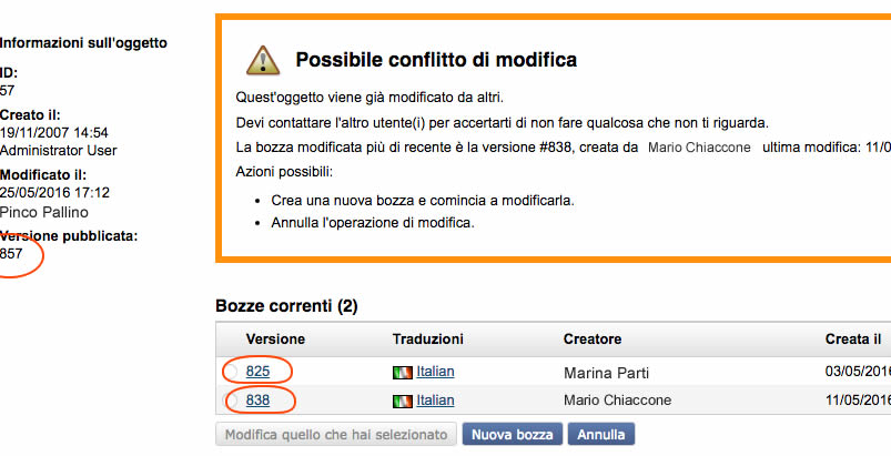conflitto di modifica multiplo