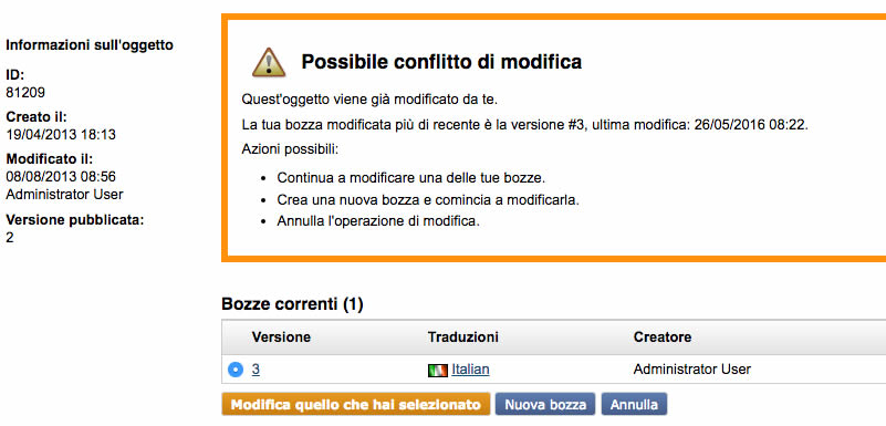 conflitto di modifica singolo
